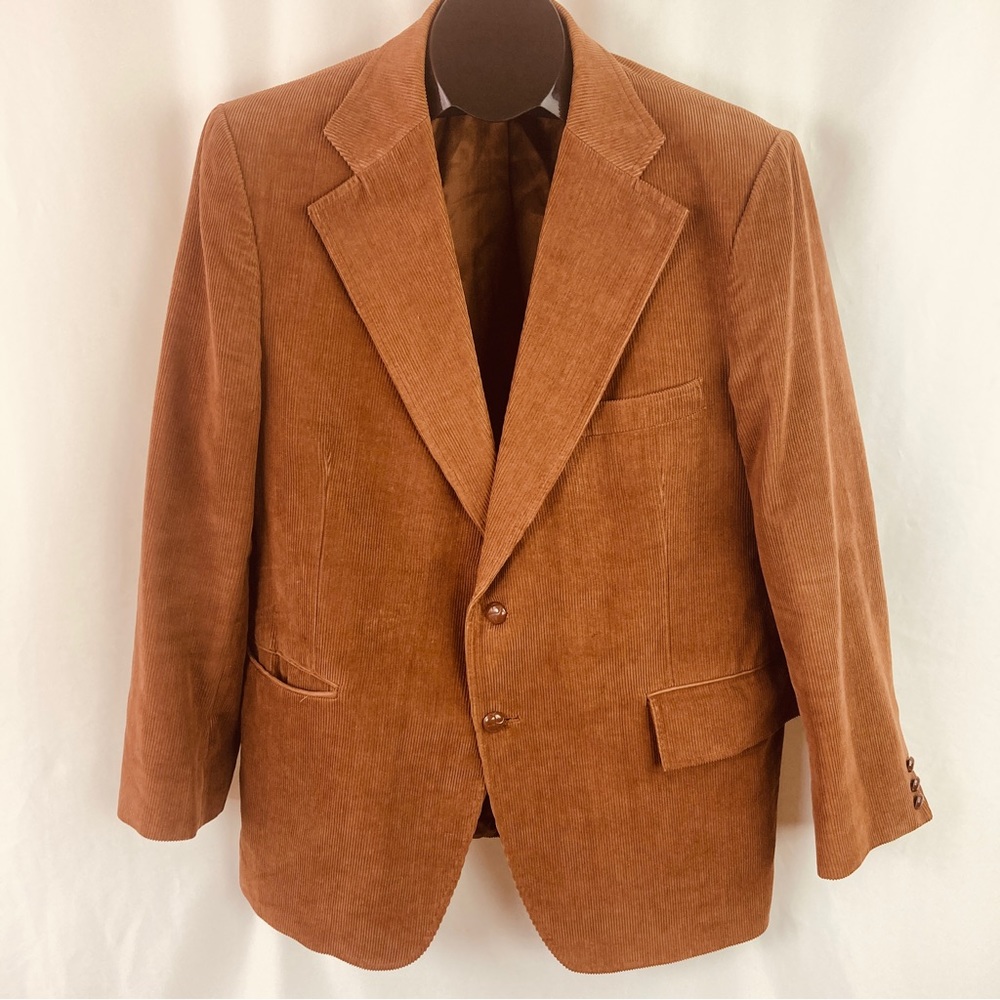 Two-Button Brown Corduroy Blazer Made in Romania - Picture 1 of 13